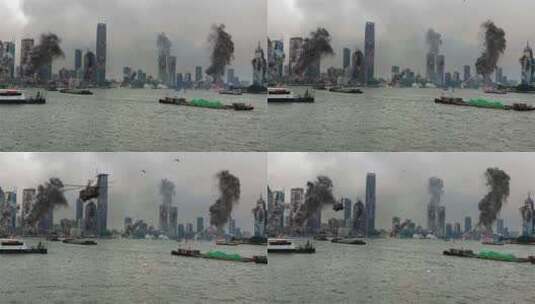 中国上海遭受袭击，建筑物被毁插图高清在线视频素材下载