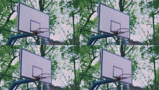 篮球场篮筐空镜高清在线视频素材下载