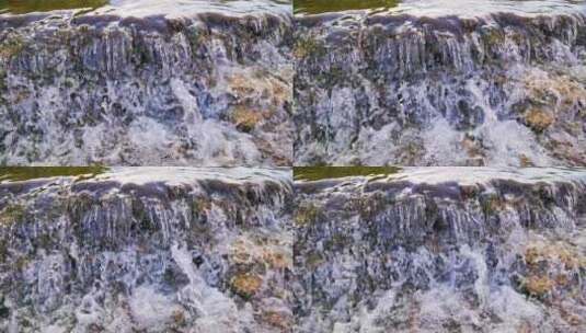 4K_湍急的瀑布水流特写02高清在线视频素材下载