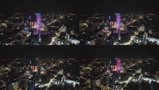江苏徐州城市夜景灯光彭城广场苏宁广场航拍高清在线视频素材下载