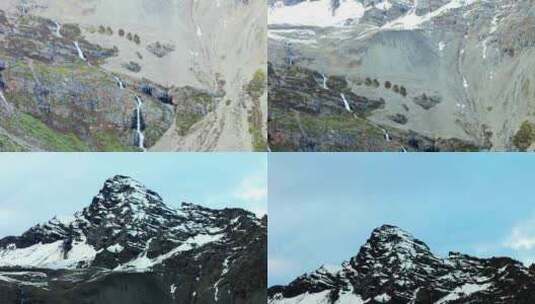 川西小金县结斯沟沿途雪山瀑布森林景色航拍高清在线视频素材下载