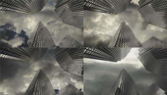 云景与摩天大楼的剪影高清在线视频素材下载