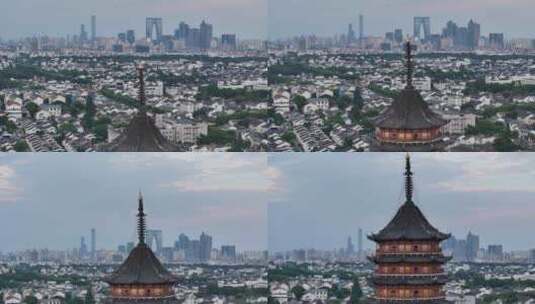 苏州古城报恩寺北寺塔景区夜景（航拍运镜）高清在线视频素材下载