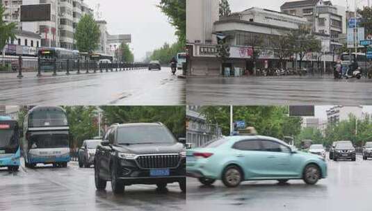 荆州城市雨后车流街景高清在线视频素材下载