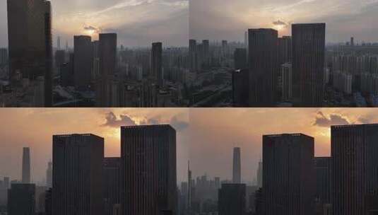 夕阳下的宏泰集团航拍高清在线视频素材下载