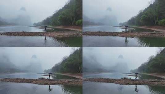 烟雨漓江航拍高清在线视频素材下载