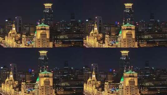 上海外滩建筑夜景俯瞰高清在线视频素材下载