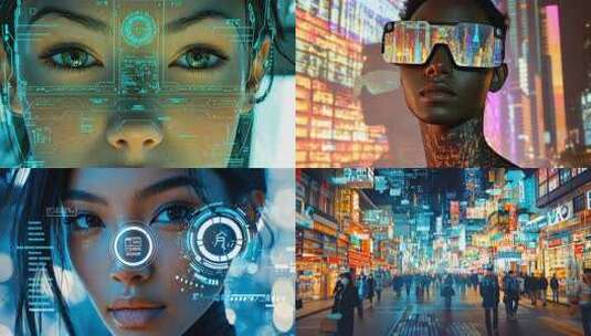 赛博朋克科技融合 未来世界虚拟现实数字人高清在线视频素材下载