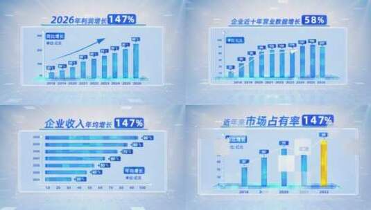 简介干净科技感图表柱状图数据展示高清AE视频素材下载