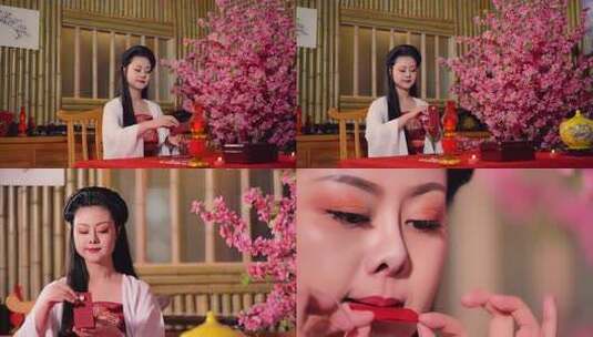 古装女子梳妆 古风 传统文化 古代高清在线视频素材下载