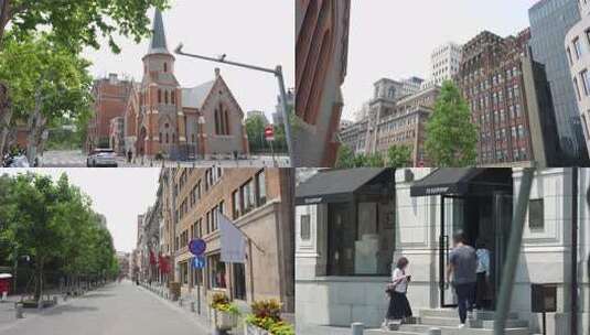 合集上海旅游拍照打卡外滩源建筑新天安堂高清在线视频素材下载