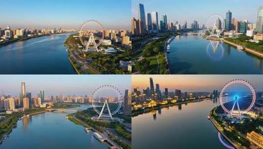 天津海河天津之眼城市风光高清在线视频素材下载