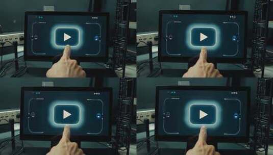 手指点击触摸屏幕播放视频高清在线视频素材下载