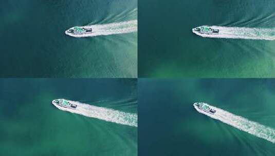 航拍大海上行驶的快艇高清在线视频素材下载