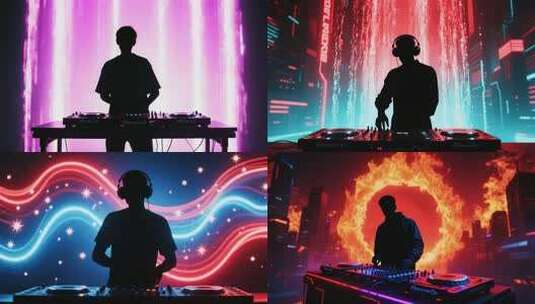 迪厅DJ打碟DJ动态背景酒吧蹦迪动感大屏高清在线视频素材下载