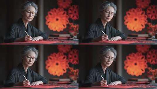 匠心传承：老艺术家专注剪纸艺术创作高清在线视频素材下载