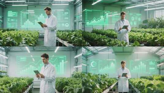 男士温室大棚查看平板电脑高清在线视频素材下载