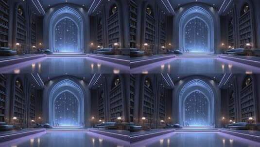 未来图书馆星光璀璨知识殿堂高清在线视频素材下载