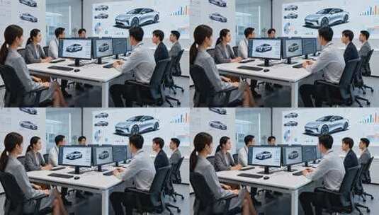 商务人士会议室讨论汽车设计高清在线视频素材下载