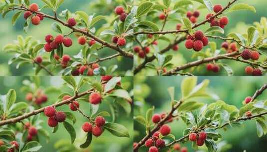 枝头成熟杨梅特写高清在线视频素材下载