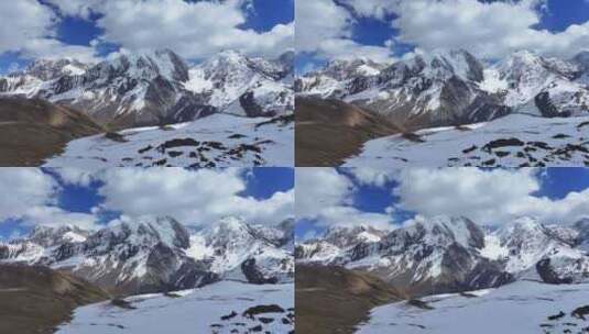 川西山脊垭口航拍横断山脉勒多曼因雪山群峰高清在线视频素材下载