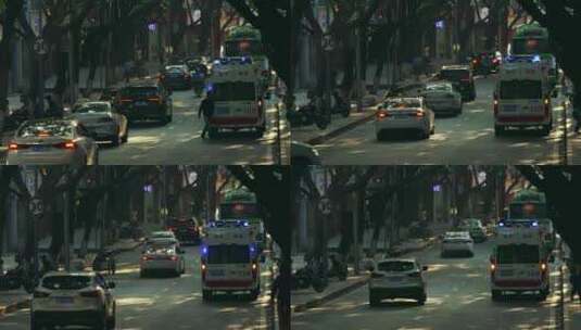 城市街道救护车高清在线视频素材下载