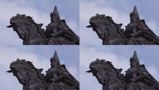 宁夏银川阅海湾水上公园李元昊雕像延时1高清在线视频素材下载