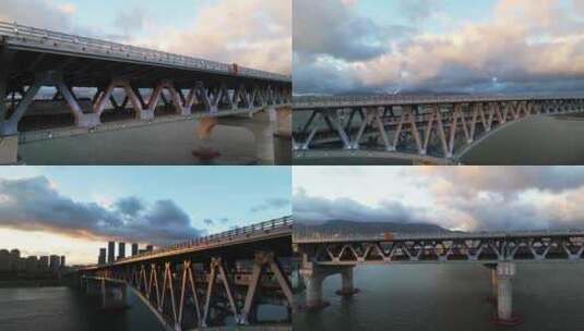 福州道庆洲大桥地铁一镜到底航拍高清在线视频素材下载