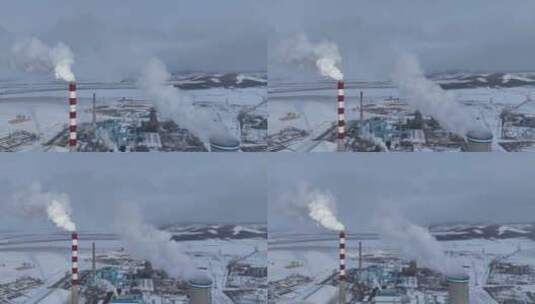 呼伦贝尔雪原发电厂高清在线视频素材下载
