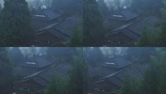 丽水景宁云中大漈时思寺航拍高清在线视频素材下载