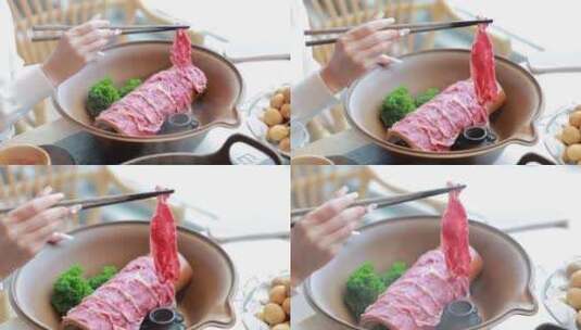 火锅菜品牛肉羊肉肥牛高清在线视频素材下载