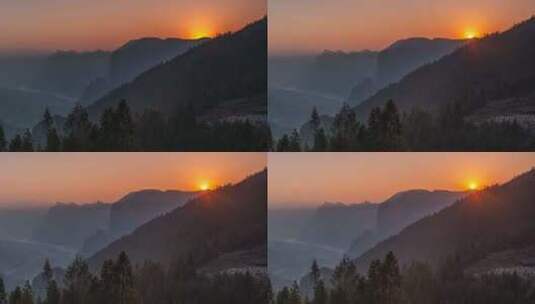 湖北恩施大峡谷山里的日出高清在线视频素材下载