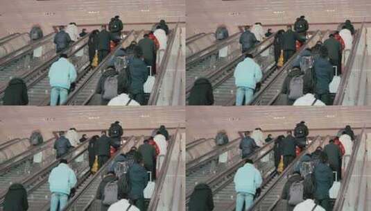 火车站机场等公共场所的自动扶梯高清在线视频素材下载