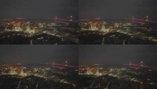 航拍南京金陵石化夜景高清在线视频素材下载