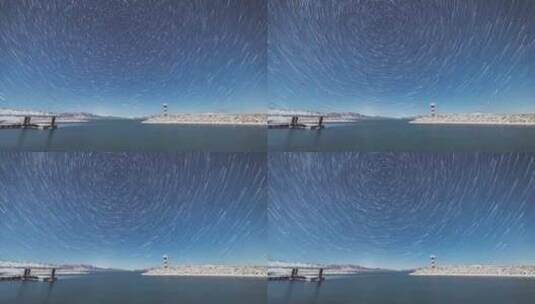 新疆赛里木湖冬季星空星轨高清在线视频素材下载