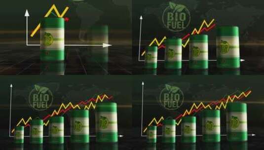 图表上的生物燃料绿色清洁生态可再生燃料桶高清在线视频素材下载