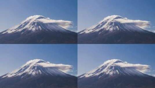 阳光下日本自然富士山高山云彩自然风光空镜高清在线视频素材下载