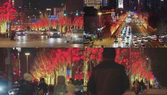 新年城市街道的红灯笼高清在线视频素材下载
