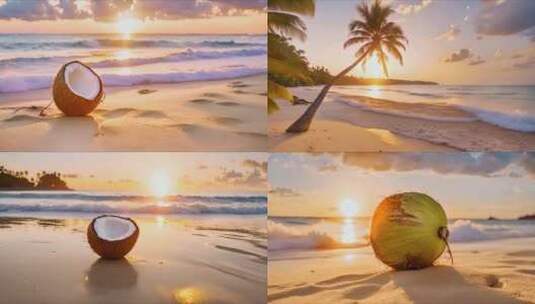 沙滩椰子树高清在线视频素材下载