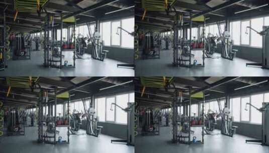 配有训练器材和健身器材的现代健身房内部高清在线视频素材下载
