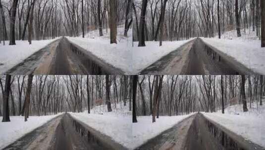 特写被大雪覆盖的公路高清在线视频素材下载