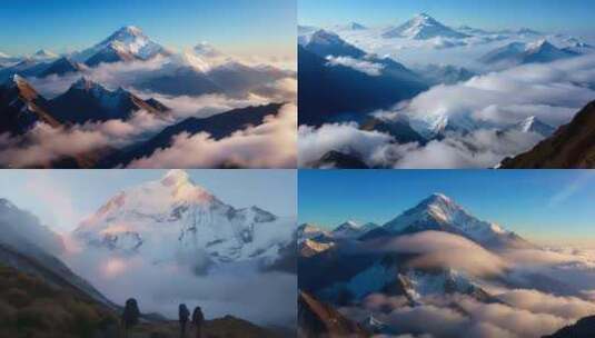 攀登雪山勇攀高峰跨越高清在线视频素材下载