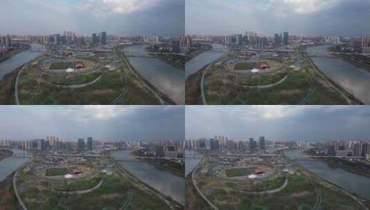 长沙湘江浏阳河火车夕阳城市街道鸭嘴公园高清在线视频素材下载