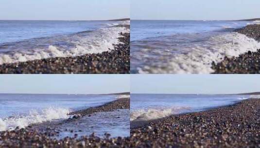 特写沙滩海水翻涌高清在线视频素材下载