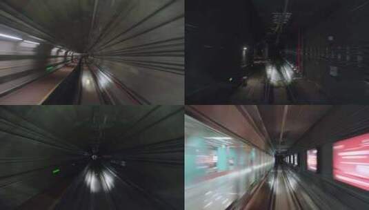 隧道穿越  地铁行驶主观镜头高清在线视频素材下载