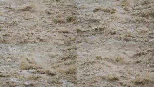 夏天汹涌的洪水 黄河母亲河 黄河水高清在线视频素材下载