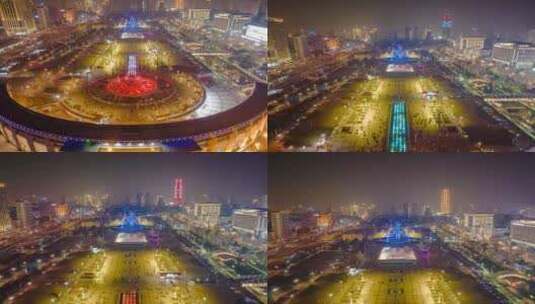 济南泉城广场夜景延时       荐高清在线视频素材下载