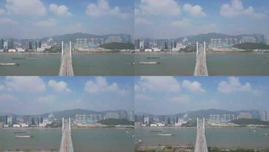 航拍广东珠海横琴大桥高清在线视频素材下载
