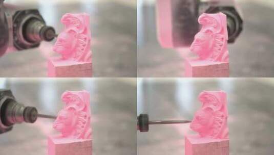 3D打印雕刻工厂机器特写镜头高清在线视频素材下载