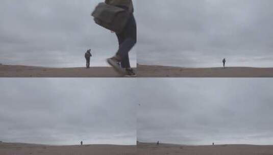沙漠上行走的男人高清在线视频素材下载